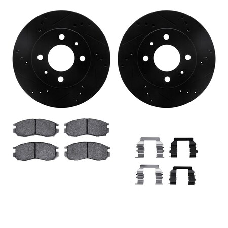 Dynamic Friction Co 8512-72040, Rotors-Drilled and Slotted-Black w/ 5000 Advanced Brake Pads incl. Hardware, Zinc Coated 8512-72040